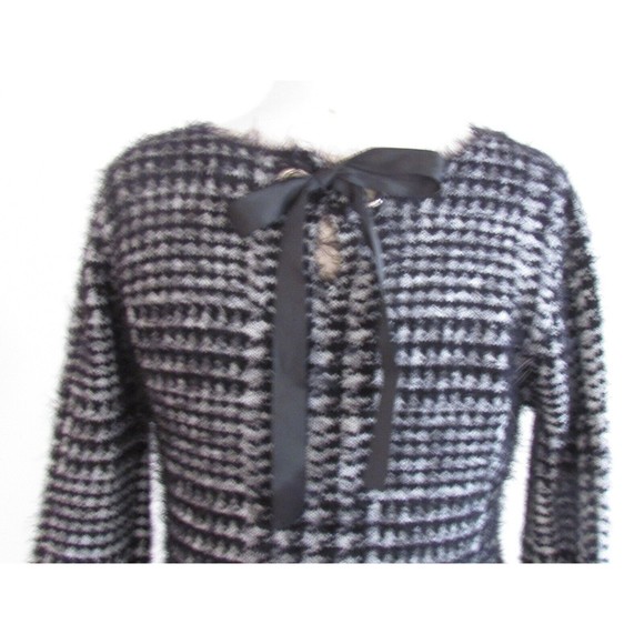 Designer Ana Couture Houndstooth Print Bow Tie on Back Long Sleeve Sweater Med - Picture 12 of 14
